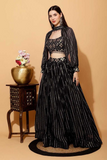Black Sequin Georgette Designer Lehenga Set