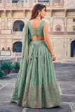 Pastel Green Georgette Lehenga with Matching Blouse & Dupatta