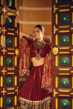 Maroon Rayon Foil Print Lehenga Choli with Dupatta