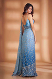 Heavy Faux Georgette Saree with Padding Print, 7MM Sequins & Zari Embroidery Work