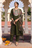 Cotton Silk Ankle-Length Kurta Pant Set with Printed Dupatta