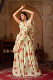 Floral Dream Soft Georgette Lehenga Choli Set with Cascade Dupatta