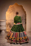 Emerald Green Muslin Cotton Mirror Work Lehenga Set