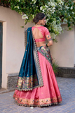 Paithani Jacquard Silk Zari Weaving Bridal Lehenga Set with Dupatta & Batwa