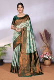 Peacock Buti Banarasi Soft Silk All-Over Zari Woven Saree