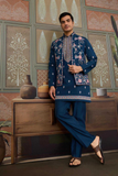Navy Blue Embroidered Kurta with Koti & Bottom