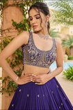 Royal Blue Heavy Chinon Silk Lehenga Choli with Embroidery Sequence Work
