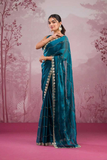 Premium Blue Silk Saree with Real Mirror & Glitter Dori Work