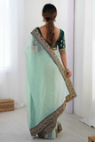 Net Wedding Wear Saree with Embroidered Border Lace