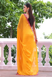 Embellished Sequinned Chiffon Saree in Sunshine Yellow