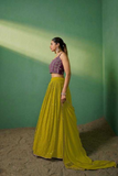 Lime Green Georgette Lehenga with Embroidered Blouse & Dupatta