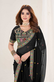 Elegant Black Georgette Silk Saree