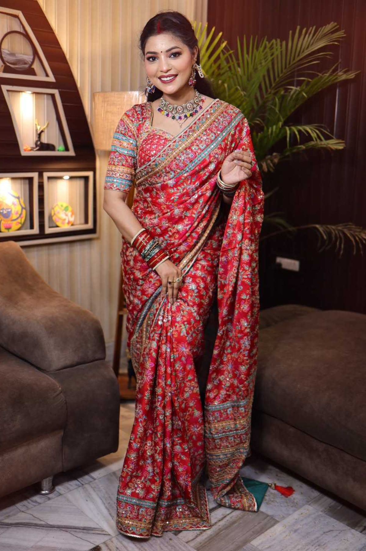 Laal Ajrakh Maharani Saree