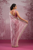 Premium Pink Silk Saree with Real Mirror & Glitter Dori Work