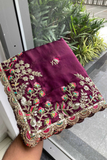 Purple Premium Soft Rangoli Silk Saree with Embroidery & Cutwork Border