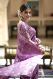 Purple Kanjivaram Banarasi Silk Saree with Rich Zari Weaving & Jacquard Blouse