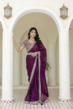 Kasturi Silk Saree in Royal Purple with Embellished Border