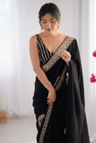 Plamy Black Elegance Rangoli Party Wear Saree - kavyo.in