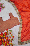 Amber Glow Premium Rangoli Silk Mirror Work Saree - kavyo.in