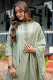 Mint Grace – Heavy Muslin Silk Anarkali Kurta Pant Dupatta Set