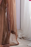 Brown Luxe Net Party Wear Saree Set