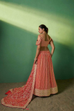 Red Georgette Lehenga with Embroidered Blouse & Dupatta