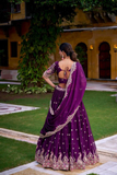 Regal Purple Rangoli Crush Lehenga