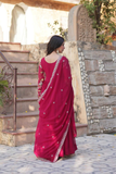 Red Faux Blooming Embroidered Zari Sequins Gown with Dupatta