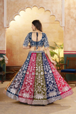 Multi-Panel Embroidered Faux Georgette Lehenga Choli with Dupatta