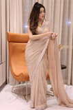 Champagne Glow Georgette Sequin Saree