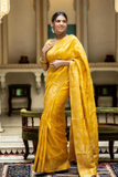 Yellow Kanjivaram Banarasi Silk Saree with Rich Zari Weaving & Jacquard Blouse