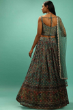 Teal Chinon Lehenga Choli with Net Dupatta