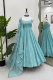 Sea Green Shimmer Crunch Silk Anarkali Set - kavyo.in