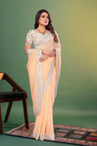 Elegant Faux Georgette Saree with Heavy 9mm Sequins & Stone Work Border