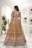 Golden Net Embroidered Bridal Lehenga Set