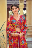 Silk Indo-Western Palazzo Set with Printed Jacket