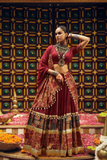 Maroon Rayon Foil Print Lehenga Choli with Dupatta