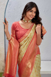 Soft Lichi Silk Saree with Rich Jacquard Weaving & Contrast Border