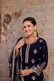 Midnight Bloom Faux Georgette Sharara Suit Set