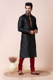 Royal Black Mulberry Buttu Men’s Kurta Pajama Set