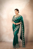Madhuri Dixit-Inspired Rangoli Silk Saree with Heavy Sequin Embroidery