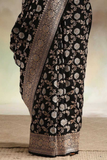 Black Jaal Banarasi Soft Silk All-Over Silver Zari Saree