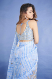 Sky Blue Heavy Georgette Silk Saree with Jari & Sequence Embroidery Work
