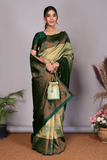 Medallion Banarasi Soft Silk Large Buti Zari Woven Saree