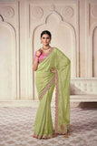 Elegant Green Organza Saree with Silk Blouse