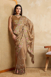 Golden Grace Rangoli Silk Saree with Multi Embroidery & Cutwork Border