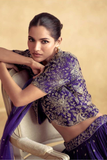 Royal Violet Chinon & Real Georgette Embroidered Indo-Western Lehenga Set