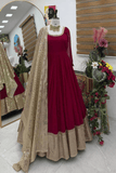 Royale Maroon Sequin Designer Party Gown Set - kavyo.in