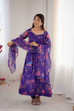 Royal Bloom Organza Floral Anarkali Gown Set - kavyo.in