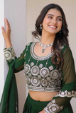 Embellished Semi-Stitched Georgette Lehenga Choli (Green)